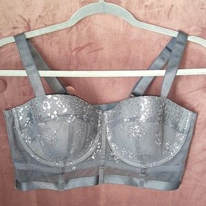 NWOT VICTORIA'S SECRET, CORSET LACE SPARKLE SHINE BALCONETTE BRA